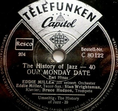STAN KENTON "Our Monday Date / Balboa Bash" History of Jazz 1951 78rpm 10"