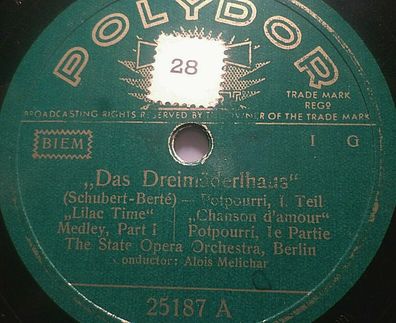 THE STATE OPERA ORCH. & Alois Melchiar "Lilca Time / Chanson d´amour" 10" 1933