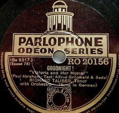 Richard TAUBER "Goodnight! / Pardon, Madam" Parlophone 1931 78rpm 10"