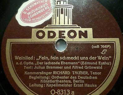 Richard TAUBER "Fein, fein schmeckt uns der Wein / Ich hab´ amal..." Odeon 12"