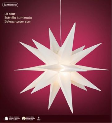 LED Stern XXL Weiß Advent Weihnachten Leuchtstern Outdoor Stecker Trafo 75 cm