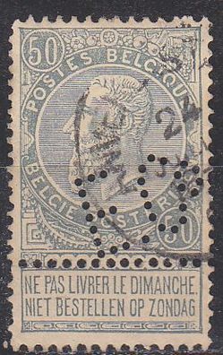 Belgien Belgium [1897] MiNr 0068 ( O/ used ) [01] perfin