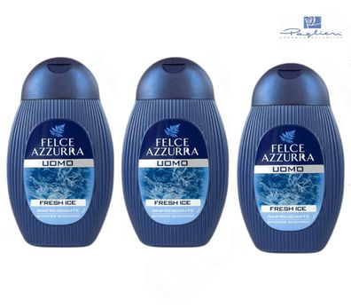 Paglieri Felce Azzurra Uomo Fresh Ice Duschgel & Shampoo für Männer 3x 250 ml