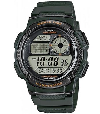 CASIO Mod. WORLD TIME Illuminator - 5 Alarms, 10 Year battery Uhr Armbanduhr