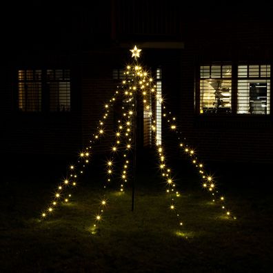 Metall Lichterpyramide mit Timer - 200 LED / 1,5m - Deko Baum Weihnachtsbaum