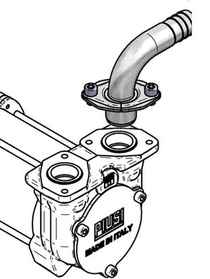 Gewinkelter Schlauchanschluss DN25 mit Flansch für Piusi Dieselpumpe BP3000