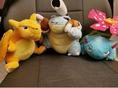 3 Pokemon Starter Set Turtok Bisaflor Glurak - Plüsch Figuren Stofftiere