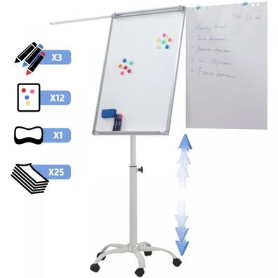 Jago® Flipchart Sternfuß Whiteboard 60 x 90 cm verstellbar magnetisch Magnettafe