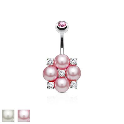 Bauchnabelpiercing - Blume Perlen Piercing Perle Zirkonia Anhänger 10mm #389