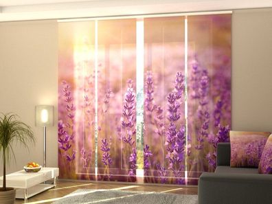 Foto-Schiebegardine Lavendelfeld, Flächenvorhang mit Motiv, Fotodruck, auf Maß