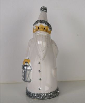 Nikolaus Weihnachtsmann weiß mit Laterne 12 * 6 cm Adventsdekoration