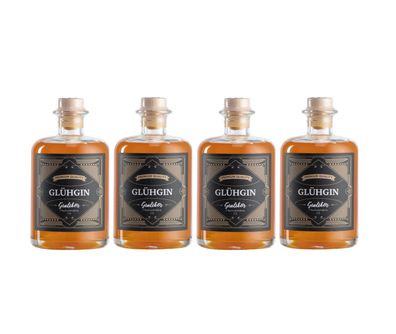 Glühgin 4er Set Ginlikör 4x 0,5L (36% Vol) Zimt Ingwer Mischverhältnis 1:6 - [E