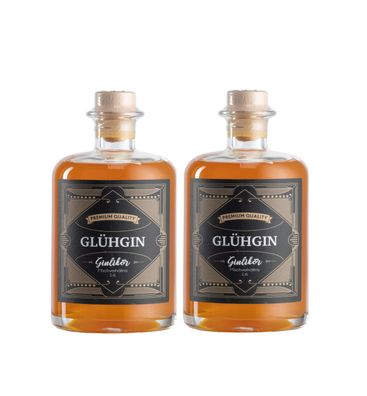 Glühgin 2er Set Ginlikör 2x 0,5L (36% Vol) Zimt Ingwer Mischverhältnis 1:6 - [E