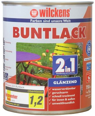 Wilckens 0,75l 2in1 Buntlack glänzend Reinweiß Grundierung Farblack Lack