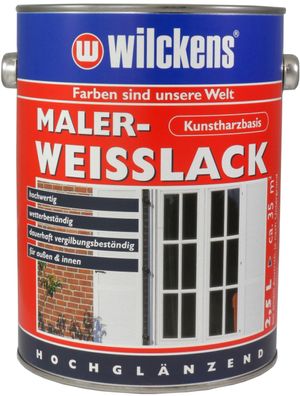 Wilckens 2,5l Maler Weisslack weiß hochglanz Holz Metall Lack Decklack
