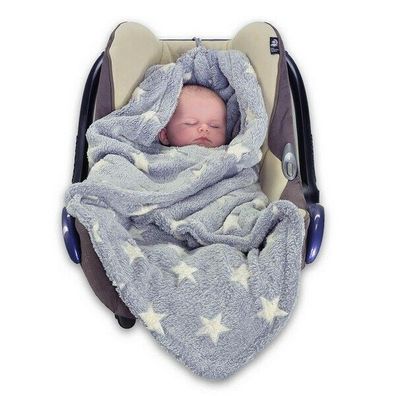Wärmende Babydecke für Drei- und Fünfpunkt-Autositz-Gurtsysteme, hellgrau mit Sternen