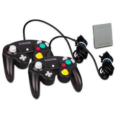 2 original Nintendo Gamecube Controller in Schwarz Für Gc + original 4Mb Memory Card