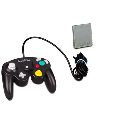 Original Nintendo Gamecube Controller Schwarz / Black + original 4 Mb Memory Card