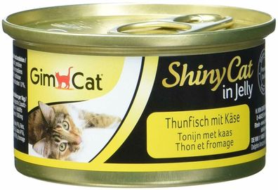 GimCat Dose ShinyCat Thunfisch mit Käse 24 x 70g in Jelly Gimpet Katzenfutter