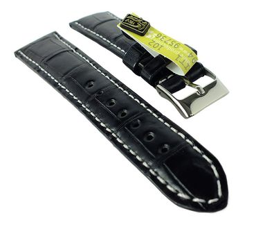 Herzog Kroko-Sport | Uhrenarmband 20mm schwarz Krokoleder | gepolstert