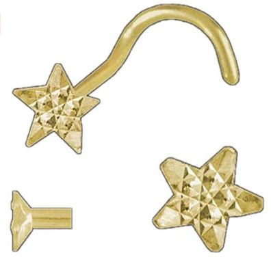 Nasenstecker Stern diamantiert mit Spirale in Gelbgold 750