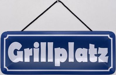 Blechschild mit Kordel 27 X 10 cm Grillplatz