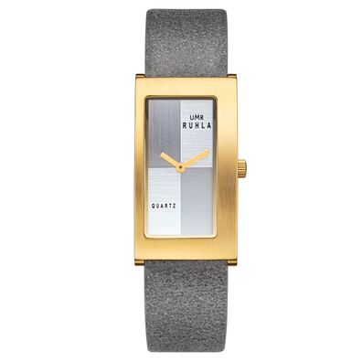 UMR Ruhla Style Damen Armbanduhr 20621-1 Rechteck Leder Goldfarben