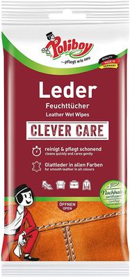Poliboy - Leder Feuchttücher - 1er Pack - 20 Tücher - Made in Germany