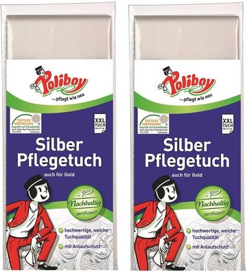 Poliboy - Silber Poliertuch - 28 x 37 cm - 2er Pack - Made in Germany