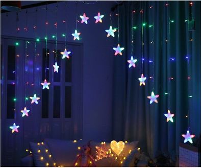 136 LED Lichterkette Lichtervorhang Weihnachten Sterne 11336