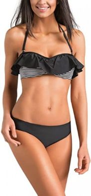 Bikini - Carmela schwarz mit weißen Streifen