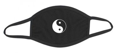 Mund-Nase-Maske Baumwolle schwarz mit Ying Yang