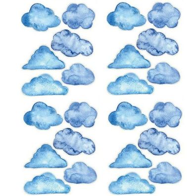 36 Aufkleber Blaue Wolken DIY Wandtattoo Sticker Himmel Tattoo Deko Set