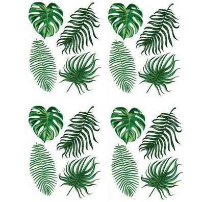 24 Aufkleber Palmen Blätter Monstera Wandtattoo Sticker Tattoo Set Wald Grün Pflanze