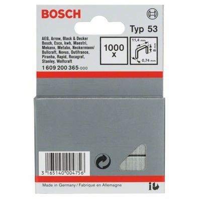 Bosch
Feindrahtklammer Typ 53. 11.4 x 0.74 x 8 mm. 1000e