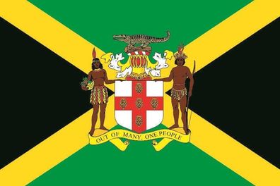 Aufkleber Fahne Flagge Jamaika mit Wappen in verschiedene Größen