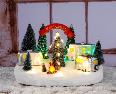 LED Weihnachtsstadt mit 19 LED - Merry Christmas - ca. 26 cm - Weihnachts Tisch Deko