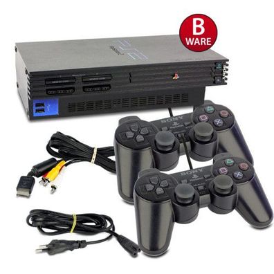 PS2 Konsole Fat in Schwarz (B-Ware) #50B + 2 original Controller + alle Kabel