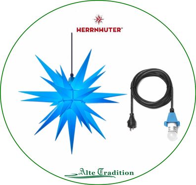 Herrnhuter Stern 68 cm Außenstern A7 blau inkl 5m Kabel und LED