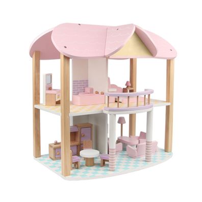Puppenhaus Sandy komplett möbliert Puppenstube 2 Etagen Miniaturhaus Holz Sandy