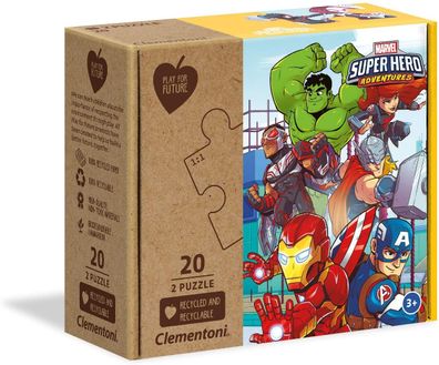 Clementoni Play for Future Puzzle - Marvel Superhelden (2 x 20 Teile) Spiderman