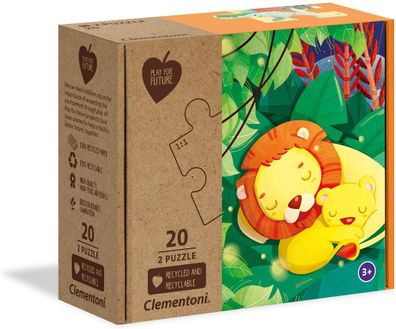 Clementoni Play for Future Puzzle Tied Together (2 x 20 Teile) Löwe Kinderpuzzle