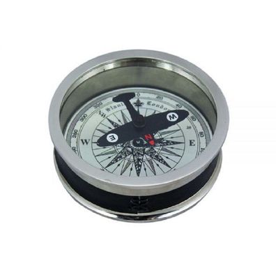 Kompass Taschenkompass vernickelt mit Deckel Messing maritim Deko NEU