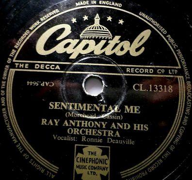 Ray Anthony "Sentimental Me / Little Peach From East Orange" Capitol 78rpm 10"