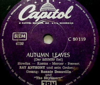Ray Anthony "Mr. Anthony´s Boogie / Autumn Leaves" Capitol 78rpm 10"