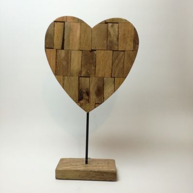 Herz auf Fuss braun 40m Holz Liebe Love Schlafzimmerdeko Wohnzimmer
