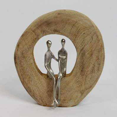 Skulptur Artisal Exner 26cm Holz Metall Paar Handarbeit Niemals allein