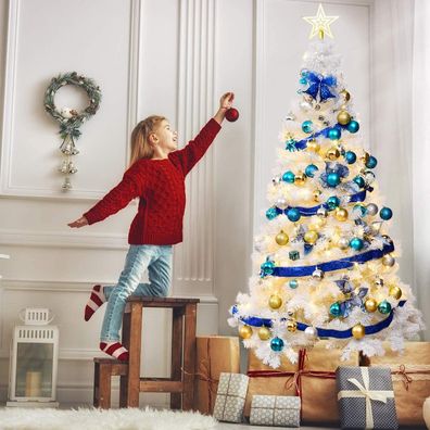 150/180/210/240 cm Künstlicher Weihnachtsbaum, Tannenbaum mit Metallständer, Weiß