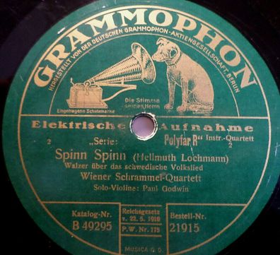 PAUL GODWIN & Schrammel-Quartett"unter dem Lindenbaum (Die Kätzchen)" 1928 78rpm