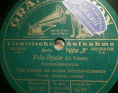 PAUL GODWIN "Polo-Spiele / Marionetten-Brautzug" 78rpm 12" Grammophon 1927